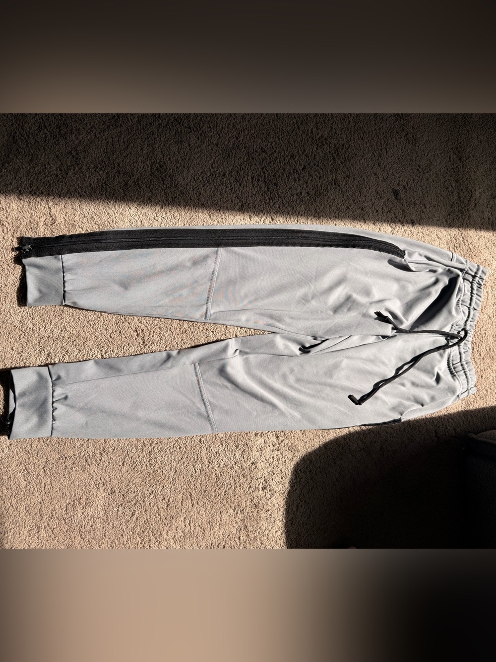 Light Gray Women's Track Joggers with Black Side Zipper Five DanceWear